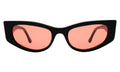 Front view of Alexa Sunglasses in Black/Guava See Through