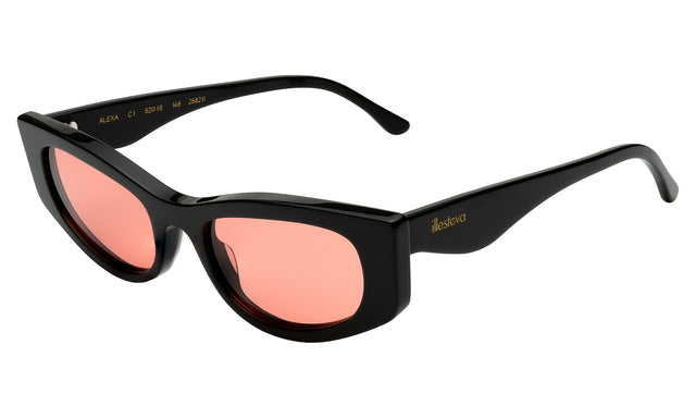 Alexa Sunglasses Side Profile in Black / Guava See Through