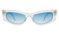 Front view of Alexa Sunglasses in Silver Blitz/Blue Flat Gradient See Through