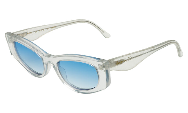 Alexa Sunglasses Side Profile in Silver Blitz / Blue Flat Gradient See Through