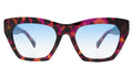 Front view of Bali Sunglasses in Violet Havana/Blue Gradient See Through