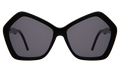 Front view of Barbra 55 Sunglasses in Black/Grey Flat