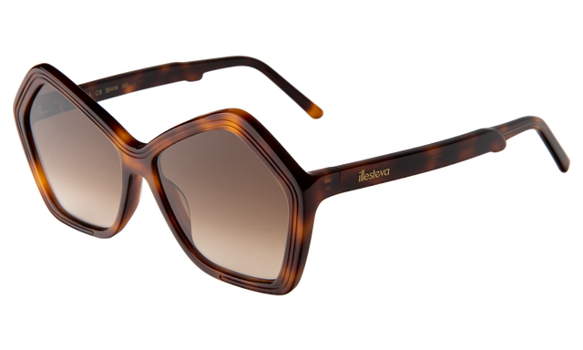 Barbra 55 Sunglasses Side Profile in Havana / Brown Flat Gradient