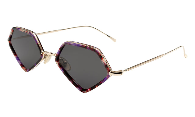 Beak Ace 53 Sunglasses Side Profile in Berry Tortoise/Gold / Grey Flat