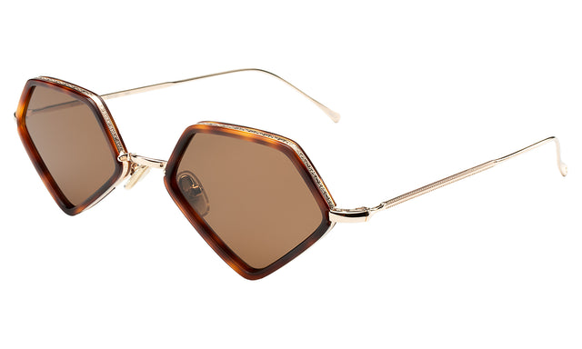 Beak Ace 53 Sunglasses Side Profile in Havana/Gold / Brown Flat