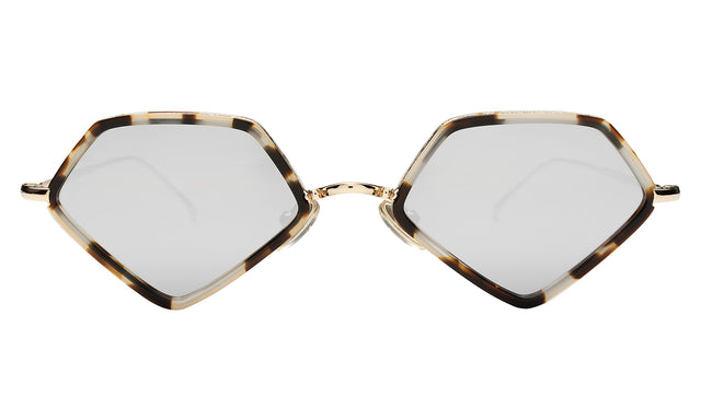 Beak Ace 53 Sunglasses in White Tortoise/Gold with Silver Flat Mirror