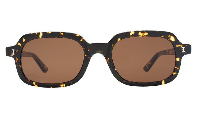 Berlin Sunglasses front view in Flame with Brown