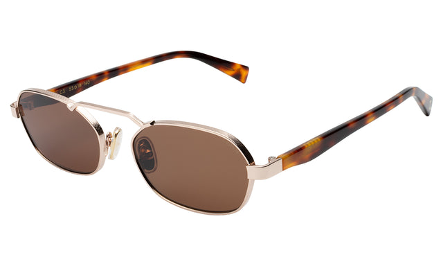 Bimini Sunglasses side view in Rose Gold/Havana / Brown Flat