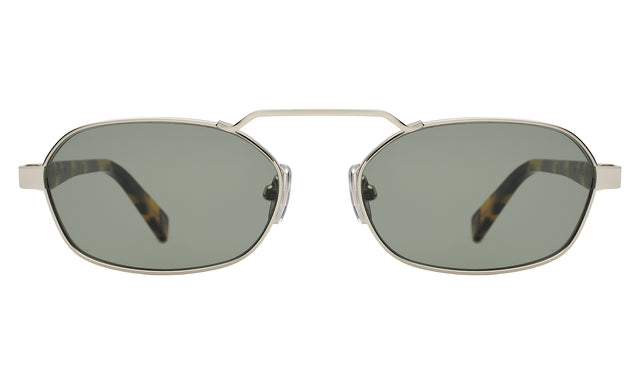 Bimini Sunglasses front view in Silver/Tortoise with Olive Flat