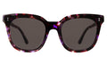 Front view of Camille 64 Sunglasses in Berry Tortoise/Grey Flat