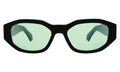 Front view of Cassette Sunglasses in Black/Mint Flat See Through