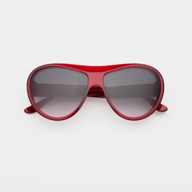 Cynthia Rowley x illesteva Sunglasses shown with temples folded. Featured in Mulberry with Grey Gradient