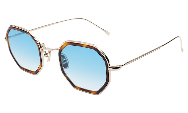 Dylan Tate Sunglasses side view in Havana/Gold / Blue Flat Gradient See Through