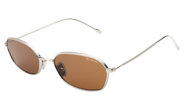 East Houston Sunglasses side view in Silver / Brown Flat