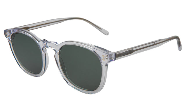 Eldridge Sunglasses Side Profile in Clear / Olive Flat