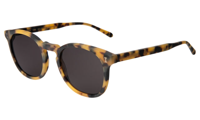 Eldridge Sunglasses Side Profile in Matte Tortoise / Grey Flat