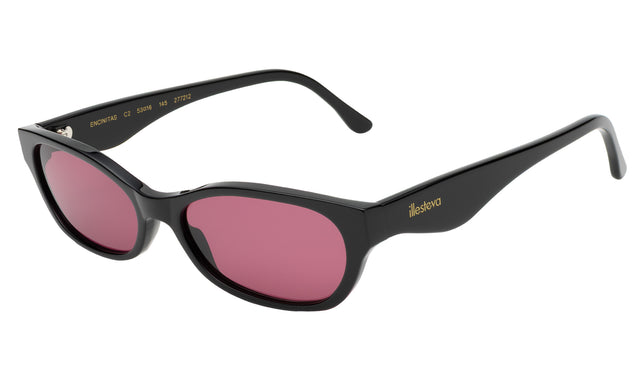 Encinitas Sunglasses side view in Black / Plum See Through