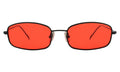 Front view of Flushing Sunglasses in Black/Red Flat See Through