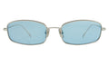 Front view of Flushing Sunglasses in Silver/Light Blue Flat See Through