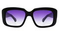 Front view of Geno Sunglasses in Black/Purple Gradient
