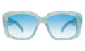 Front view of Geno Sunglasses in Celeste/Blue Gradient See Through