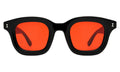 Front view of George Sunglasses in Black/Red Flat See Through