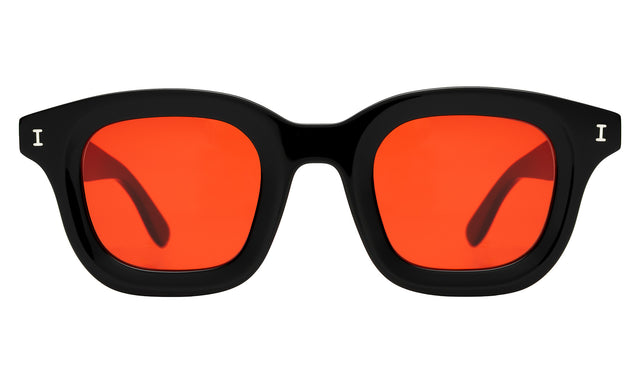 George Sunglasses in Black with Red Flat See Through