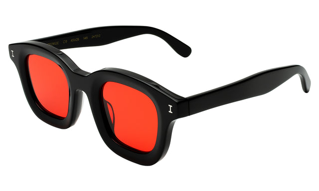 George Sunglasses Side Profile in Black / Red Flat See Through