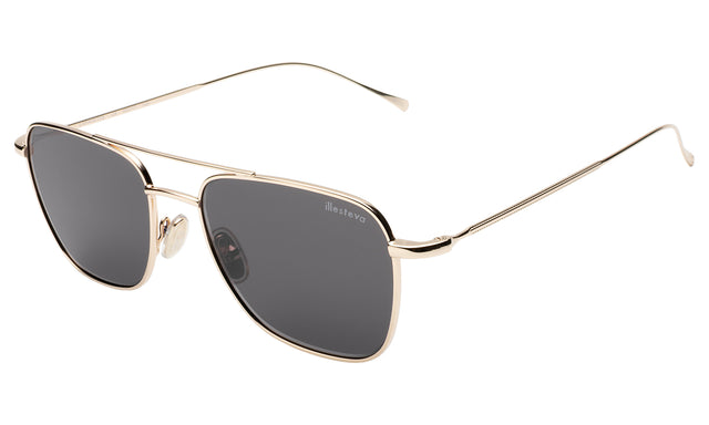 Lafayette Sunglasses side view in Gold / Grey Flat