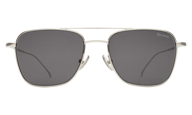 Lafayette Sunglasses front view in Silver with Grey Flat