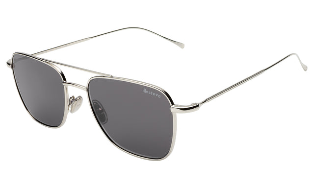 Lafayette Sunglasses side view in Silver / Grey Flat
