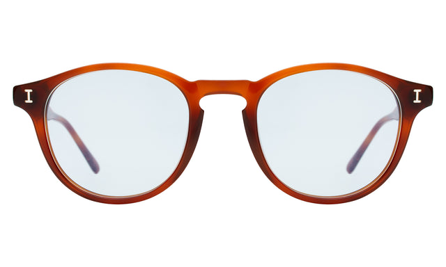 Lawrence Sunglasses front view in Red Havana with Pale Blue Flat See Through