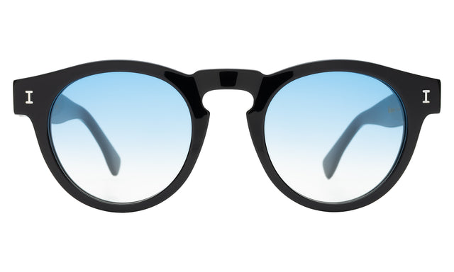 Leonard Sunglasses front view in Black with Blue Gradient See Through