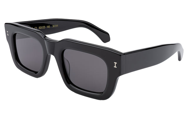 Lewis 50 Sunglasses Side Profile in Black / Grey Flat