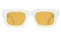 Front view of Lewis 50 Sunglasses in White/Honey Flat See Through