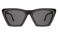 Front view of Lisbon Crystal Sunglasses in Black w/ Silver Swarovski Crystals/Grey Flat