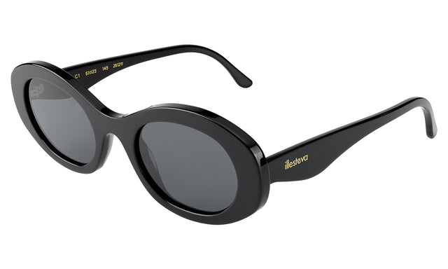 Luna Sunglasses Side Profile in Black / Grey Flat