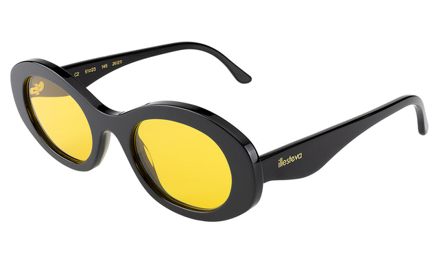 Luna Sunglasses Side Profile in Black / Honey Flat See Through