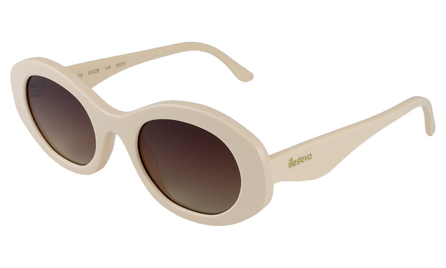 Luna Sunglasses Side Profile in Cream / Brown Flat Gradient