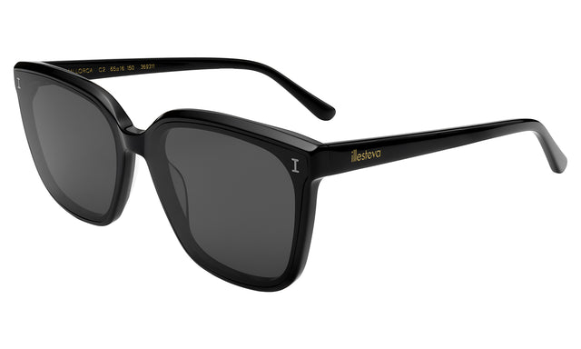 Mallorca Sunglasses Side Profile in Black / Grey Flat