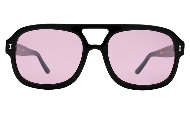 Memphis Sunglasses front view in Black with Plum See Through