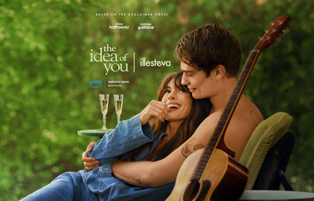 Promo for Prime Video's 'The Idea of You', based on the acclaimed novel, featuring Anne Hathaway and Nicholas Galitzine gazing at each other on a lawn chair. 'The Idea of You' now playing exclusively on Prime Video, Rated R.