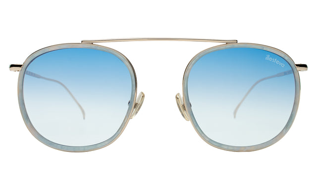 Mykonos Ace Sunglasses in Celeste/Gold with Blue Flat Gradient See Through