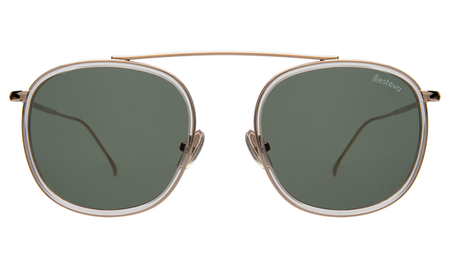 Mykonos Ace Sunglasses in Clear Gold with Olive Flat
