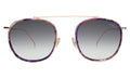 Front view of Mykonos Ace Sunglasses in Iris/Rose Gold/Grey Flat Gradient