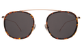 Front view of Mykonos Ace Sunglasses in Star Tortoise/Rose Gold/Grey Flat