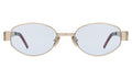 Front view of Nesso Sunglasses in Gold/Light Blue See Through
