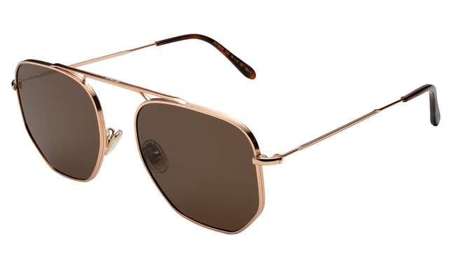 Patmos 58 Sunglasses Side Profile in Rose Gold / Brown Flat