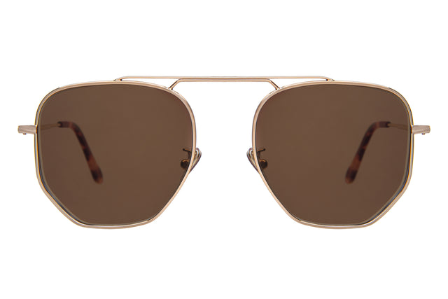 Patmos 58 Sunglasses in Rose Gold with Brown Flat