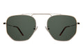 Front view of Patmos 58 Sunglasses in Silver/Olive Flat